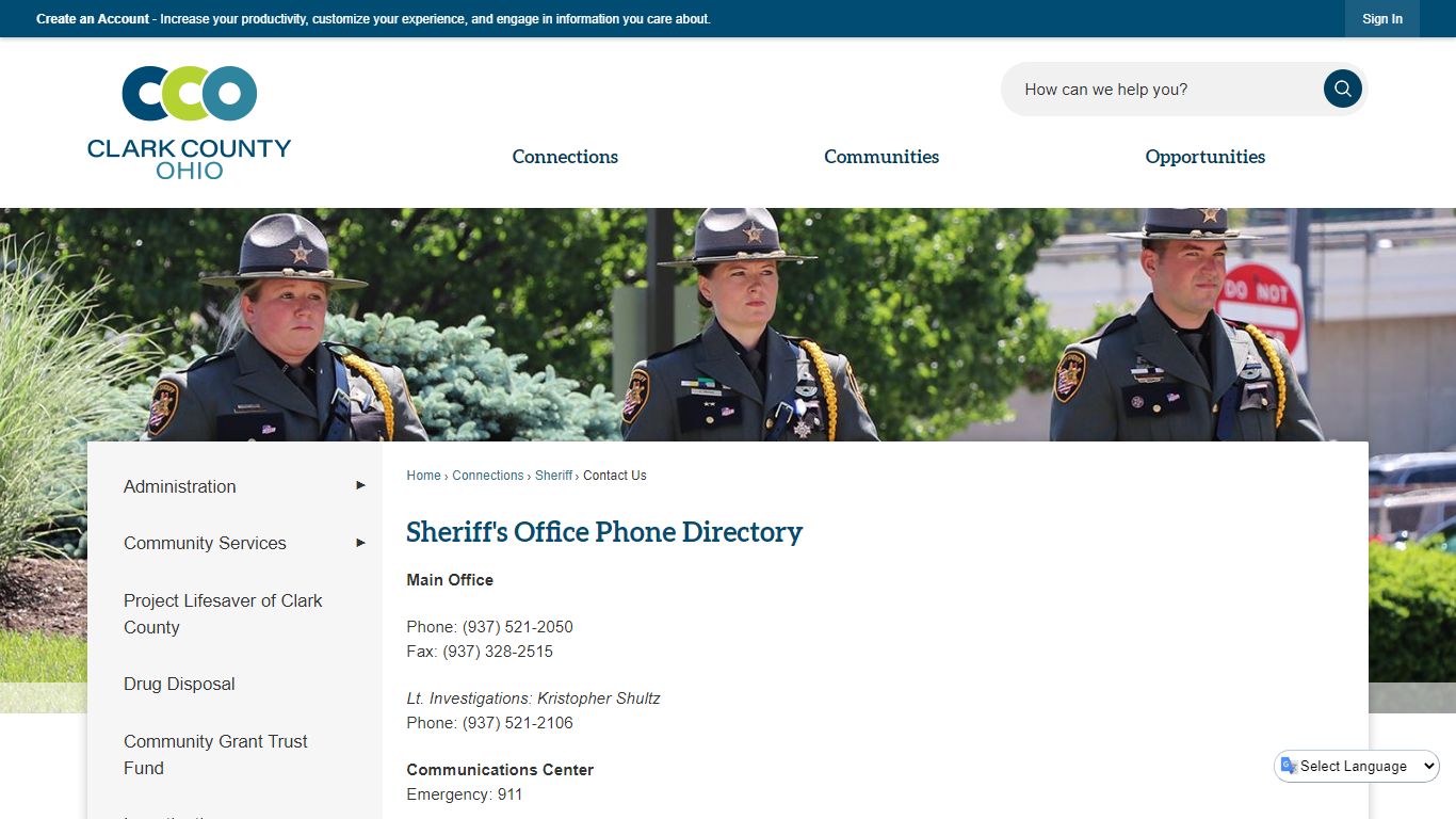 Sheriff's Office Phone Directory - Clark County, Ohio